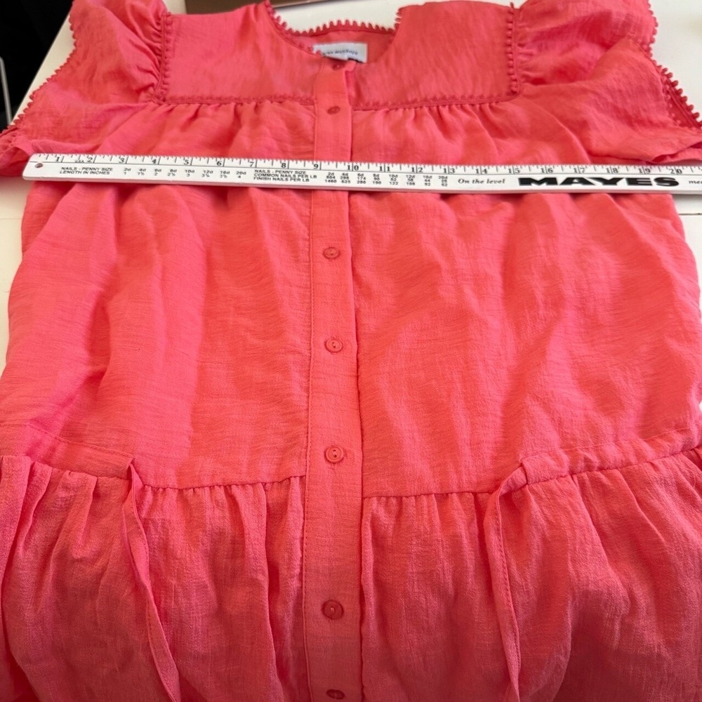 Sabina Musayev Mini Dress Women Medium Pom Pom Trim Ruffle Hem Coral Pink - Picture 12 of 13